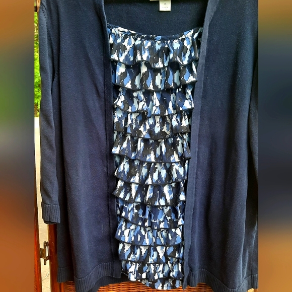 🍀3/15 Cj Banks Navy Blue Sweater Shirt - Picture 2 of 5